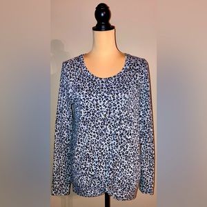 Women's Jane and Delancey Gray Leopard Long Sleeve Sweater Top/Shirt,Medium M